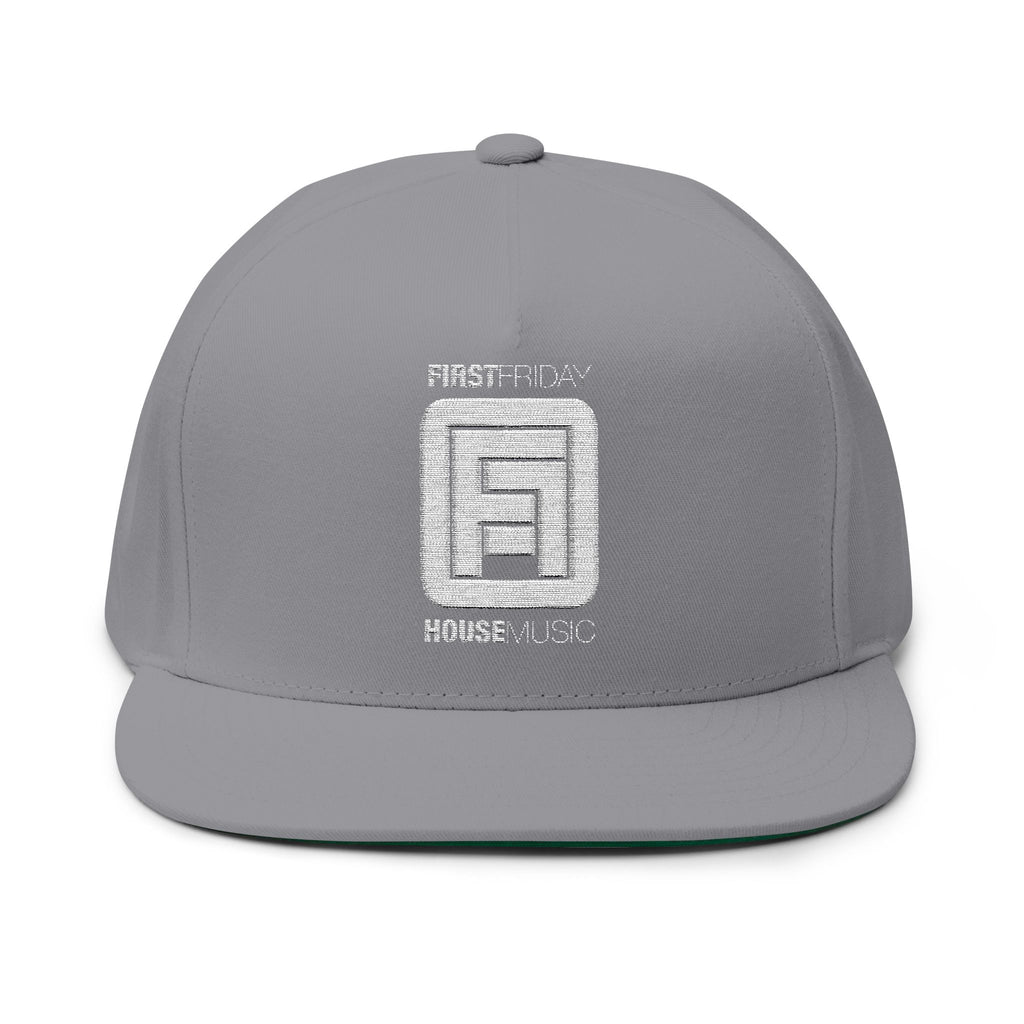 Embroidered Flat Bill Cap — First Friday House Music Logo