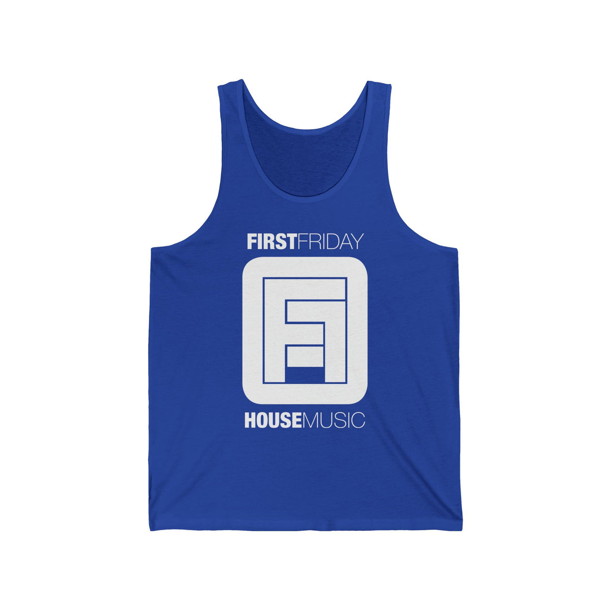 First Friday House Music Tank Top — Retro DJ Logo Clubwear