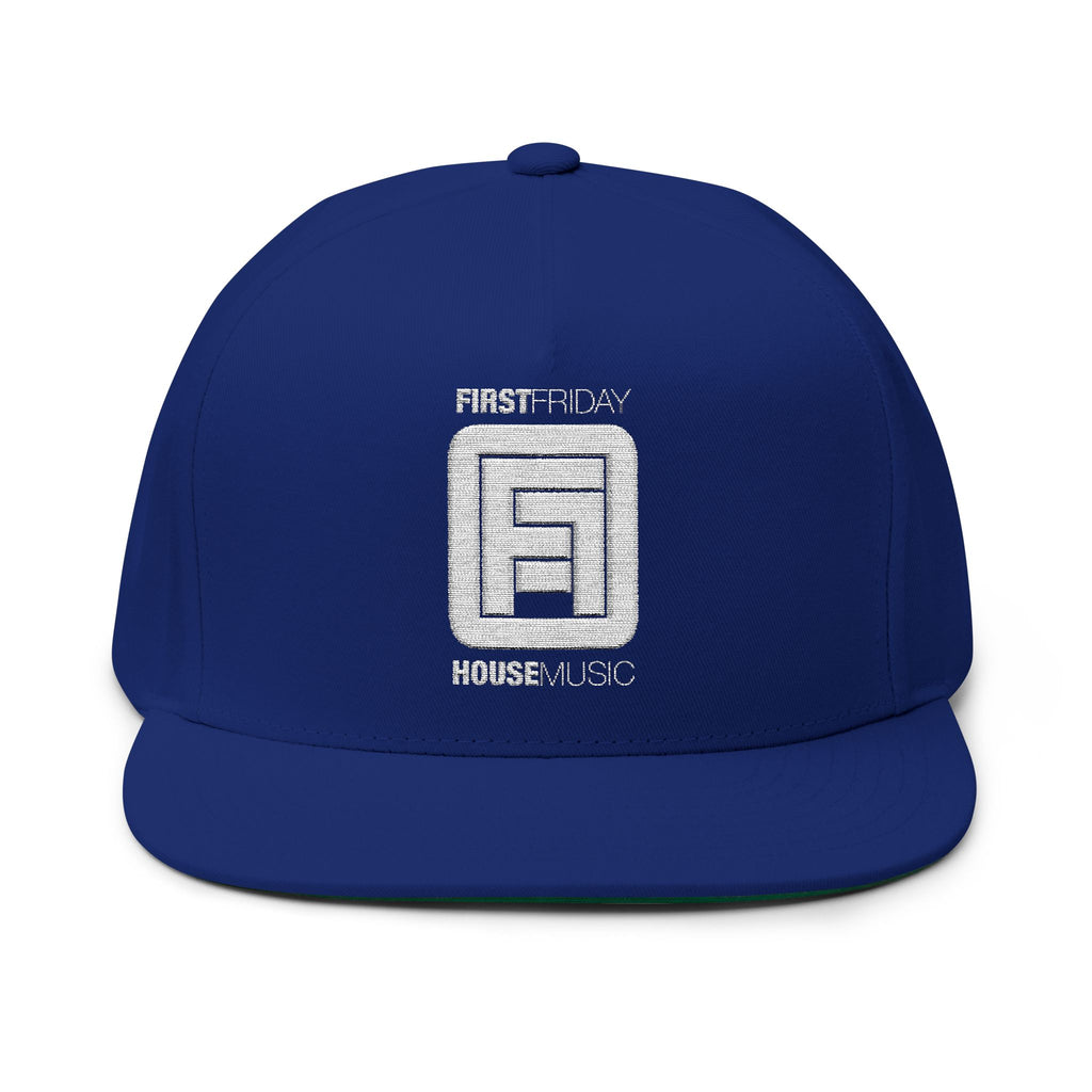 Embroidered Flat Bill Cap — First Friday House Music Logo