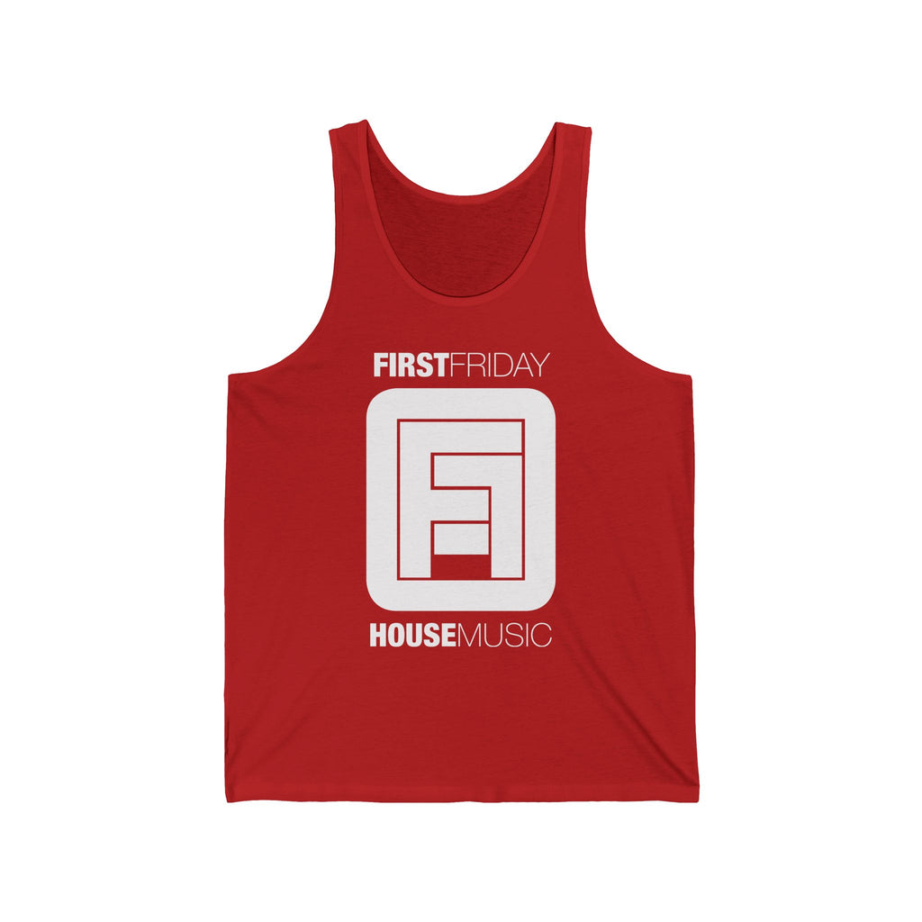 First Friday House Music Tank Top — Retro DJ Logo Clubwear
