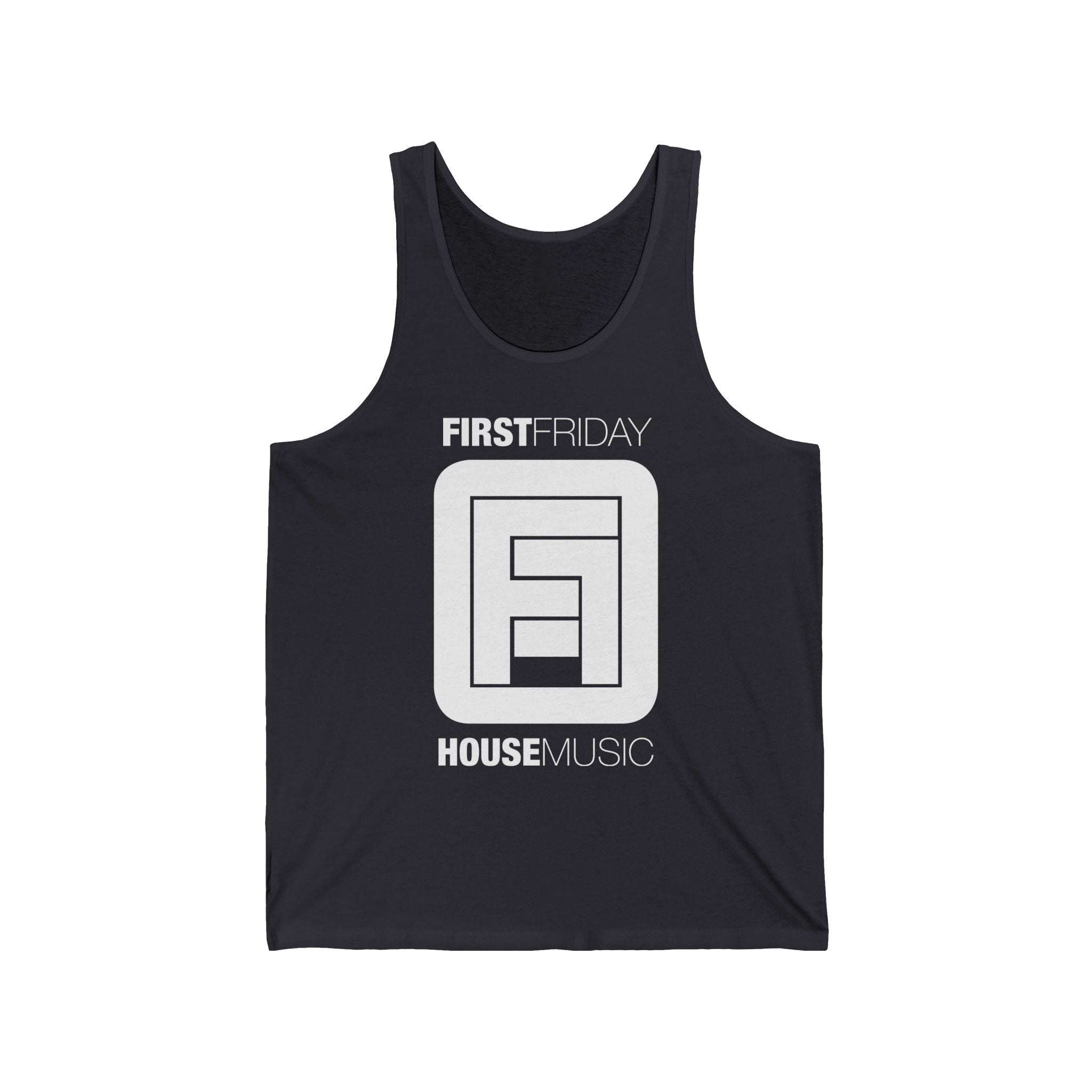 First Friday House Music Tank Top — Retro DJ Logo Clubwear
