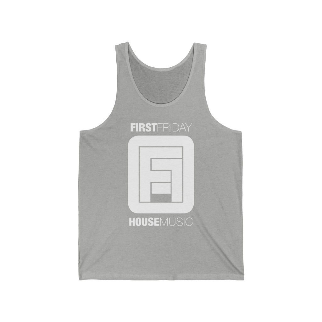 First Friday House Music Tank Top — Retro DJ Logo Clubwear