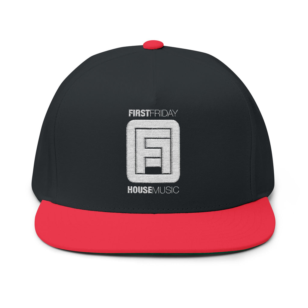 Embroidered Flat Bill Cap — First Friday House Music Logo