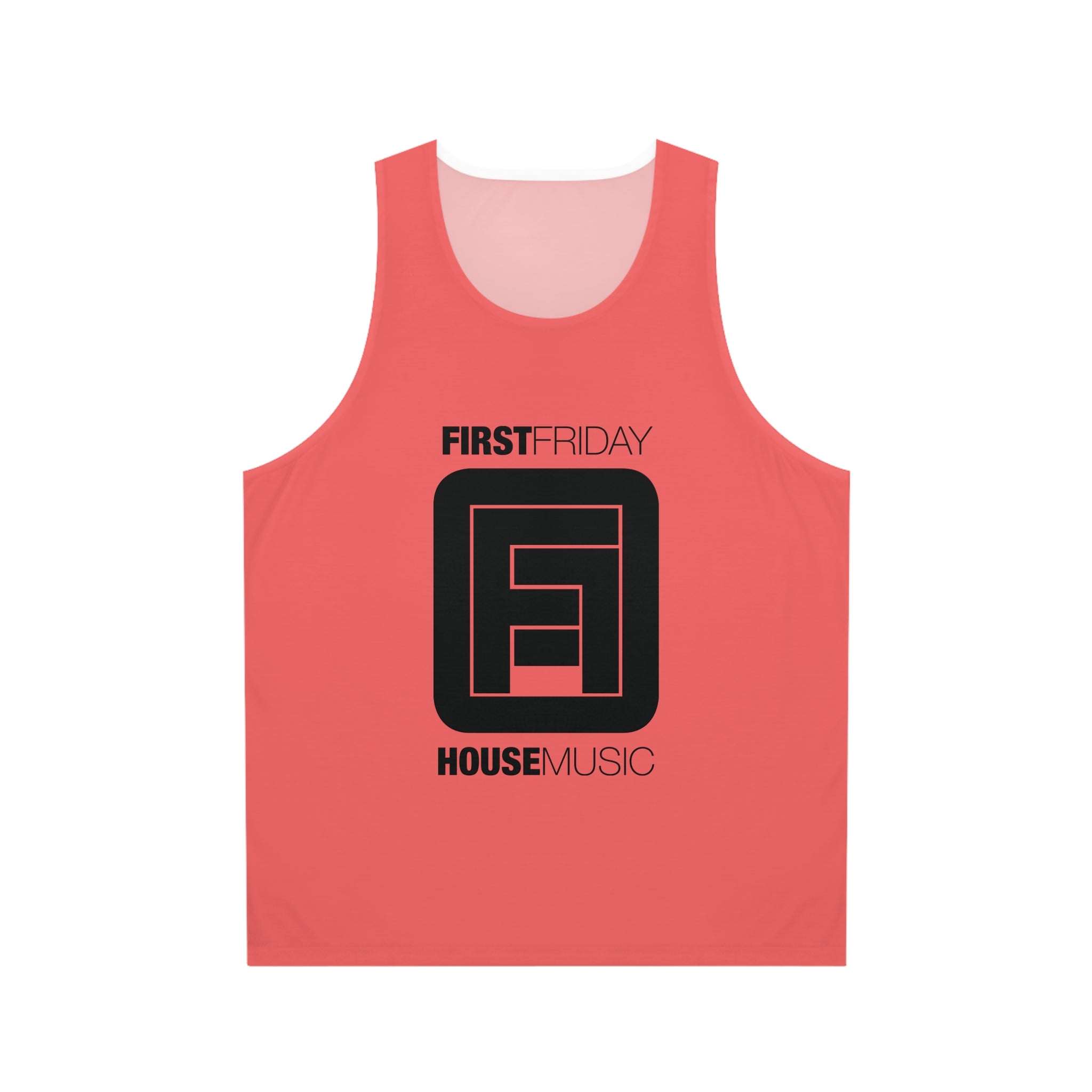 Geometric Frame Logo Tank Top — Minimal Black Square Emblem